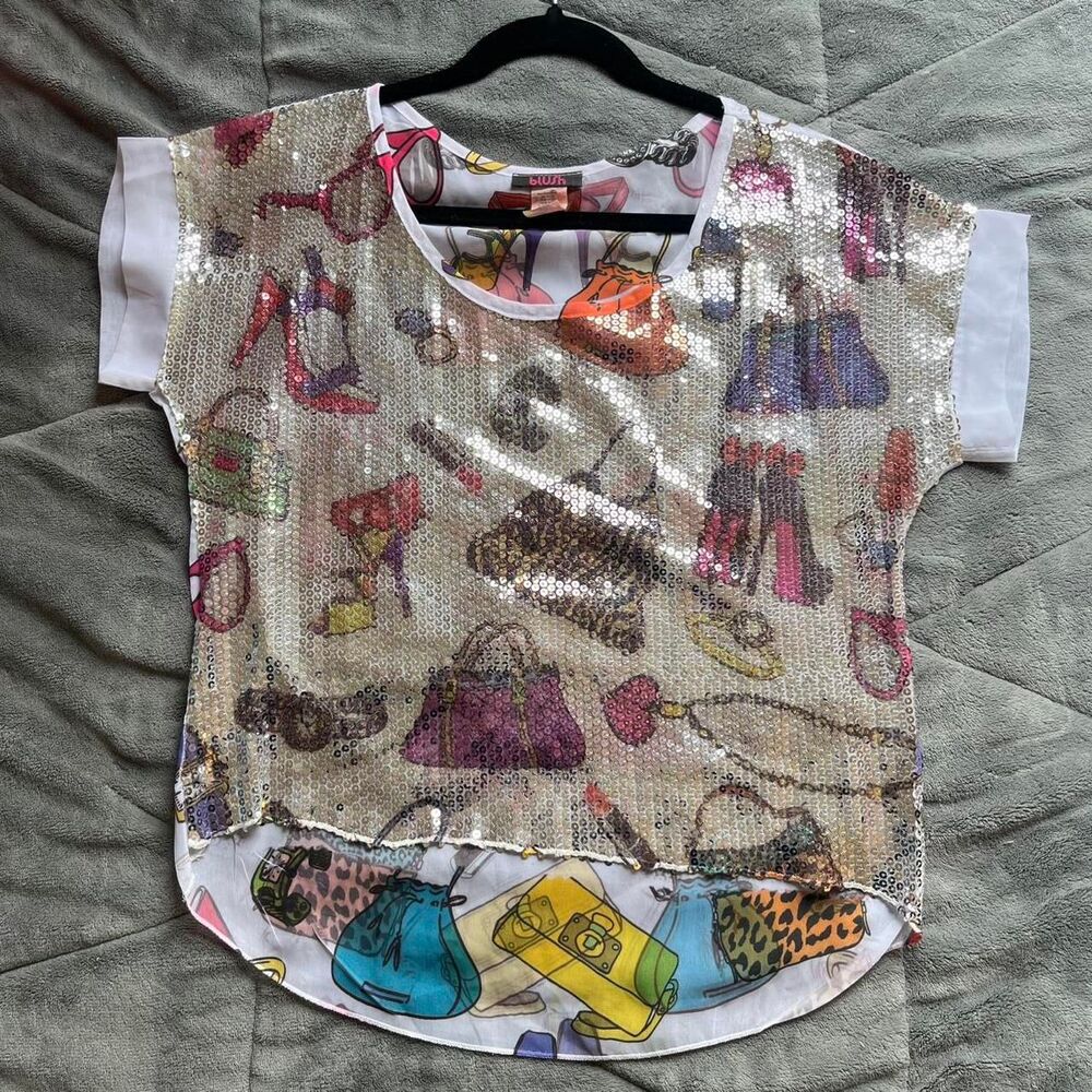 Vintage Y2K sparkly sequin top with fashion design by Blush size medium